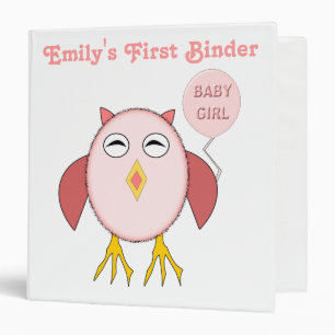 Cute Pink Baby Girl Owl Custom Binder