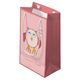 Cute Pink Baby Girl Owl Custom Gift Bag
