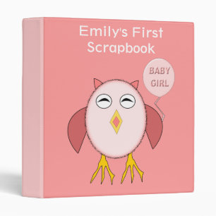 Cute Pink Baby Girl Owl Custom Scrapbook Binder