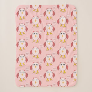 Cute Pink Baby Girl Owl Custom Sherpa Blanket