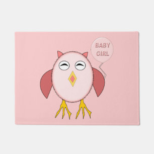 Cute Pink Baby Girl Owl Doormat