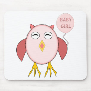 Cute Pink Baby Girl Owl Mousepad