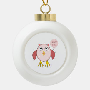 Cute Pink Baby Girl Owl Ornament