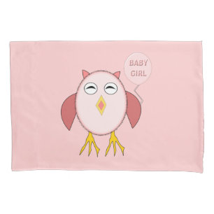 Cute Pink Baby Girl Owl Pillowcase