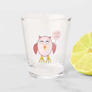 Cute Pink Baby Girl Owl Shot Glass
