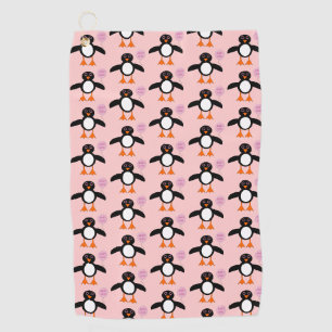 Cute Pink Baby Girl Penguin Golf Towel