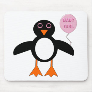 Cute Pink Baby Girl Penguin Mousepad