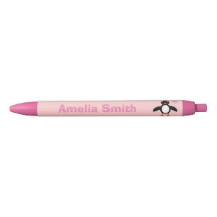 Cute Pink Baby Girl Penguin Personalized Pen