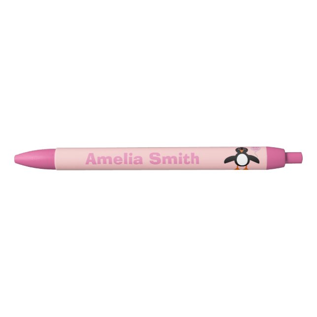 Cute Pink Baby Girl Penguin Personalized Pen (Front)