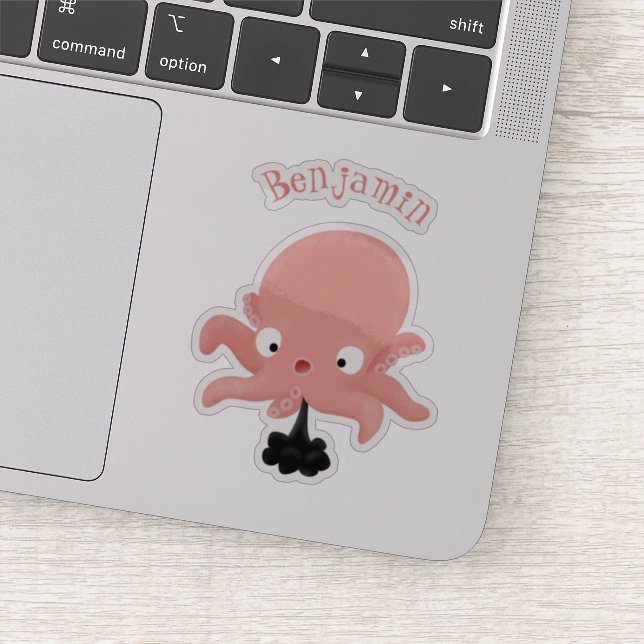 Cute pink baby octopus cartoon humour (Detail)