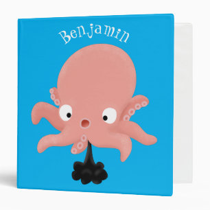 Cute pink baby octopus cartoon humour binder