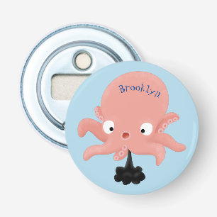Cute pink baby octopus cartoon humour bottle opener