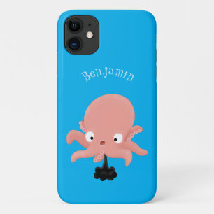 Cute pink baby octopus cartoon humour iPhone 11 case