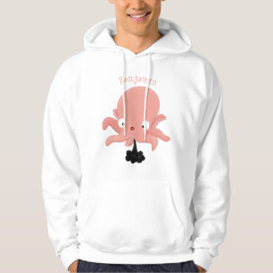 Cute pink baby octopus cartoon humour hoodie