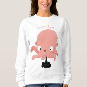 Cute pink baby octopus cartoon humour sweatshirt
