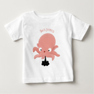 Cute pink baby octopus cartoon humour T-Shirt
