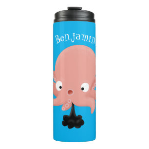 Cute pink baby octopus cartoon humour thermal tumbler