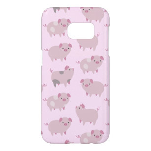 Cute Pink Baby Piglets Pattern & Dots Samsung Galaxy S7 Case