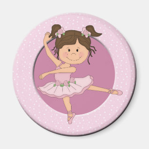 Cute Pink Ballerina 1 Custom Name Magnet