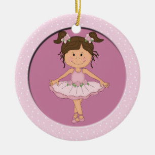 Cute Pink Ballerina 3 Ballet Star Ceramic Ornament