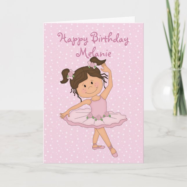 Cute Pink Ballerina 4 Birthday Card (Front)