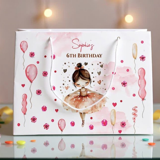 Cute pink ballerina birthday large gift bag (Creator Uploaded)