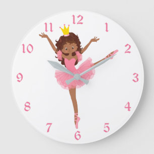 Cute Pink Ballerina Kids Large Clock
