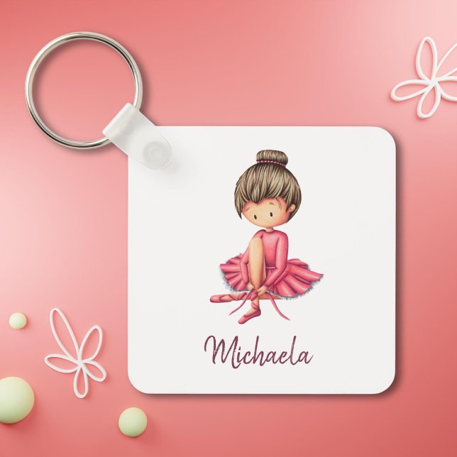 Cute Pink Ballet Dancer Girl Keychain (Creator Uploaded)