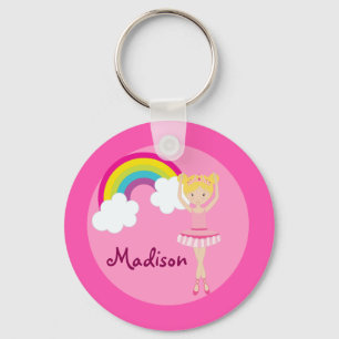 Cute Pink Ballet Girl Custom Keychain