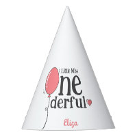 Cute Pink Ballon Little Miss Onederful Birthday