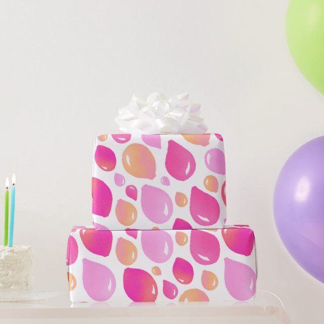 Cute Pink Balloon Girly Pattern  Wrapping Paper (Party Gifts)
