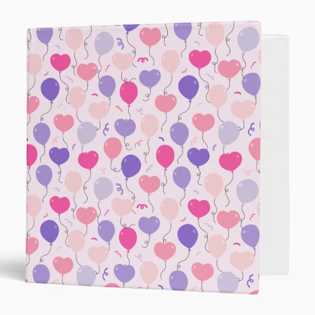 Cute Pink Balloon Pattern Binder (Front/Inside)