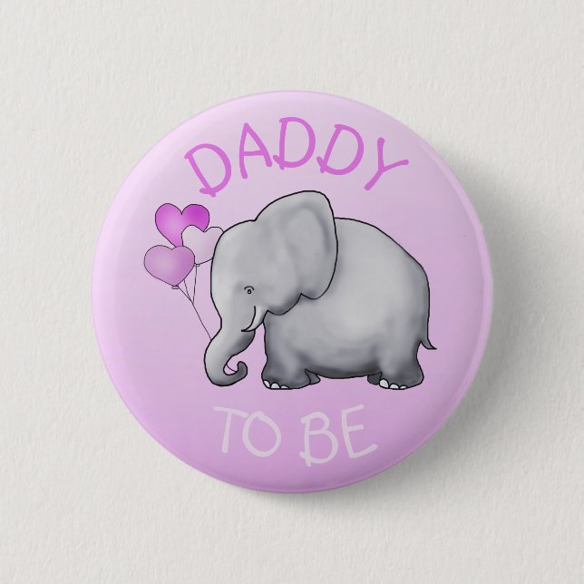 Cute Pink Balloons Elephant Baby Shower Dad-to-Be 2 Inch Round Button (Front)