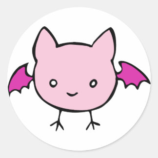 Cute Pink Bat Classic Round Sticker