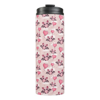 Cute pink bats and hearts thermal tumbler