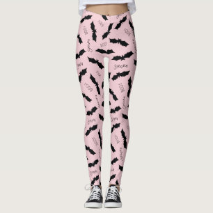 Cute Pink Bats Halloween Party Leggings