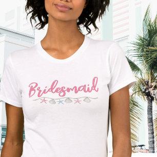 Cute Pink Beach Bachelorette Bridesmaid T-Shirt