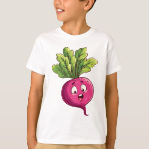 Cute Pink Beet Cartoon with Funny Expression T-Shirt