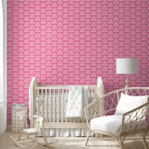 Cute Pink Bicycle Repeat Pattern Wallpaper