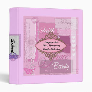 Cute PINK Binder with Girly Roses White and PINK