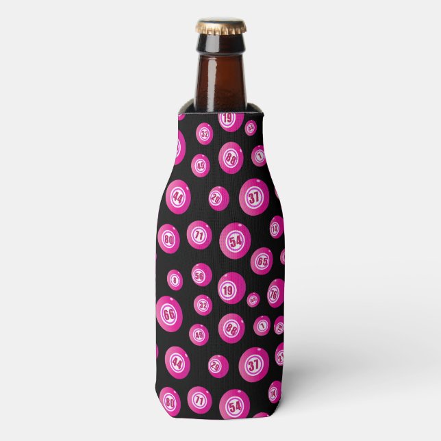 Cute Pink Bingo Ball Pattern Bottle Cooler (Bottle Front)