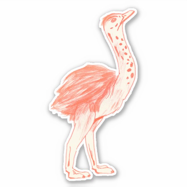 Cute Pink Bird Artistic Baby Ostrich (Front)