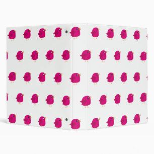Cute Pink Birdy Illustration Binder
