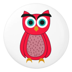 Cute Pink Birdy Illustration Ceramic Knob