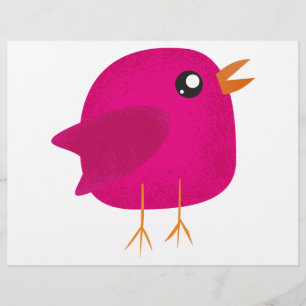 Cute Pink Birdy Illustration Flyer