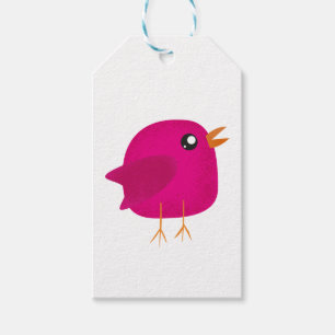 Cute Pink Birdy Illustration Gift Tags