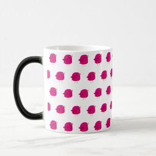 Cute Pink Birdy Illustration Magic Mug