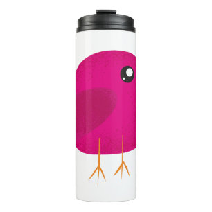 Cute Pink Birdy Illustration Thermal Tumbler