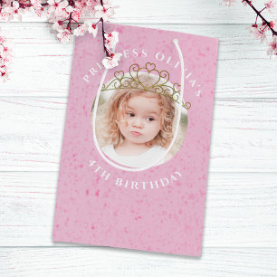 Cute Pink Birthday Girl Princess Tiara Simple  Medium Gift Bag