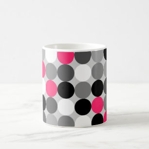 Cute pink black and white dots vector pattern coffee mug
